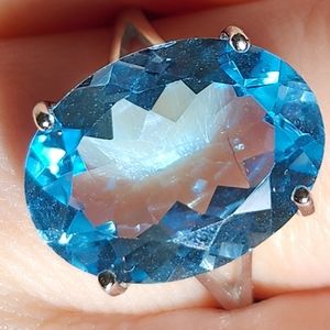 New Blue Topaz Ring, Adjustable Size